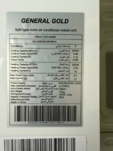 کولر گازی 30000 جنرال گلد اینورتر اسپارک T3