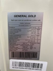 کولر گازی 24000 جنرال گلد اینورتر اسپارک T3