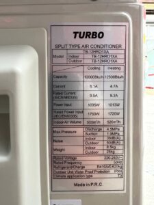 کاتالوگ کولر گازی 12000 توربو T3 اصل ژاپن سرد و گرم مدل TB-12GWN