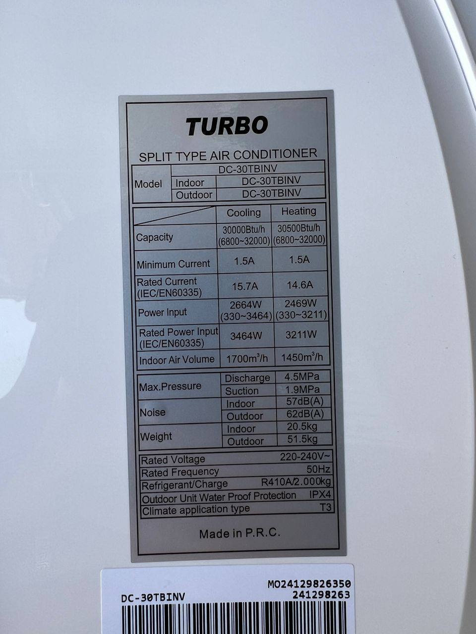 کولر گازی توربو 30000 اینورتر T3 ژاپن سرد وگرم R410 مدل DC-30TBINV کولر گازی توربو 30000 اینورتر T3 ژاپن سرد وگرم R410 مدل DC-30TBINV