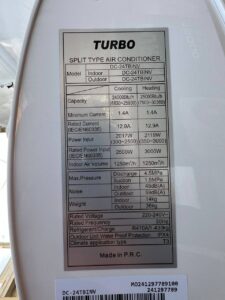 کولر گازی توربو 24000 اینورتر T3 ژاپن سرد وگرم R410 مدل DC-24TBINV